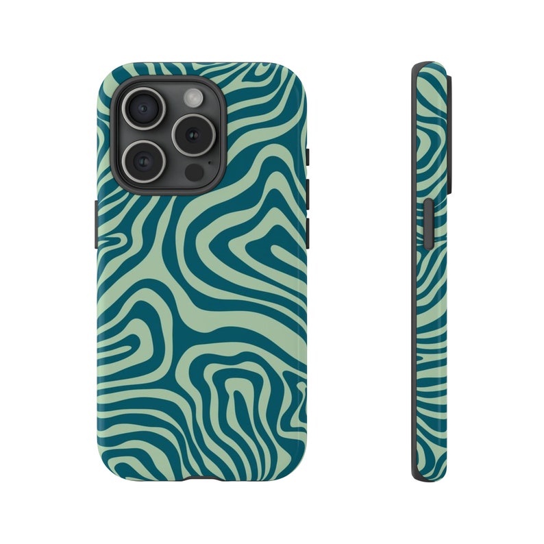 GRACIE green swirl pattern protective phone case - groovy, retro, artsy, trendy, cute, stylish, cool girl aesthetic, cute iPhone cover image 7