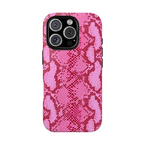 SASHA pink snake skin Protective phone case - IT girl aesthetic, cool girl, pink exotic print, y2k aesthetic, animal print iphone cover