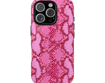 SASHA pink snake skin Protective phone case - IT girl aesthetic, cool girl, pink exotic print, y2k aesthetic, animal print iphone cover