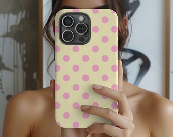 HARPER イエロー＆ピンクの水玉模様の保護スマホケース - ITガール風