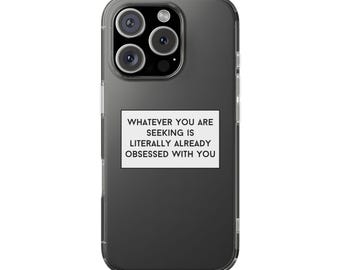Bokstavligen besatt vit låda positiv affirmation telefonskal inspirerande upplyftande andligt citat positivitet genomskinligt telefonskal iphoneskal