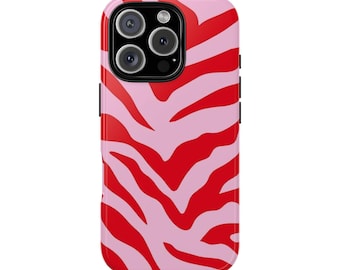 ゼブラ柄アニマルプリント ブライトオレンジ＆ホットピンク iPhone 17