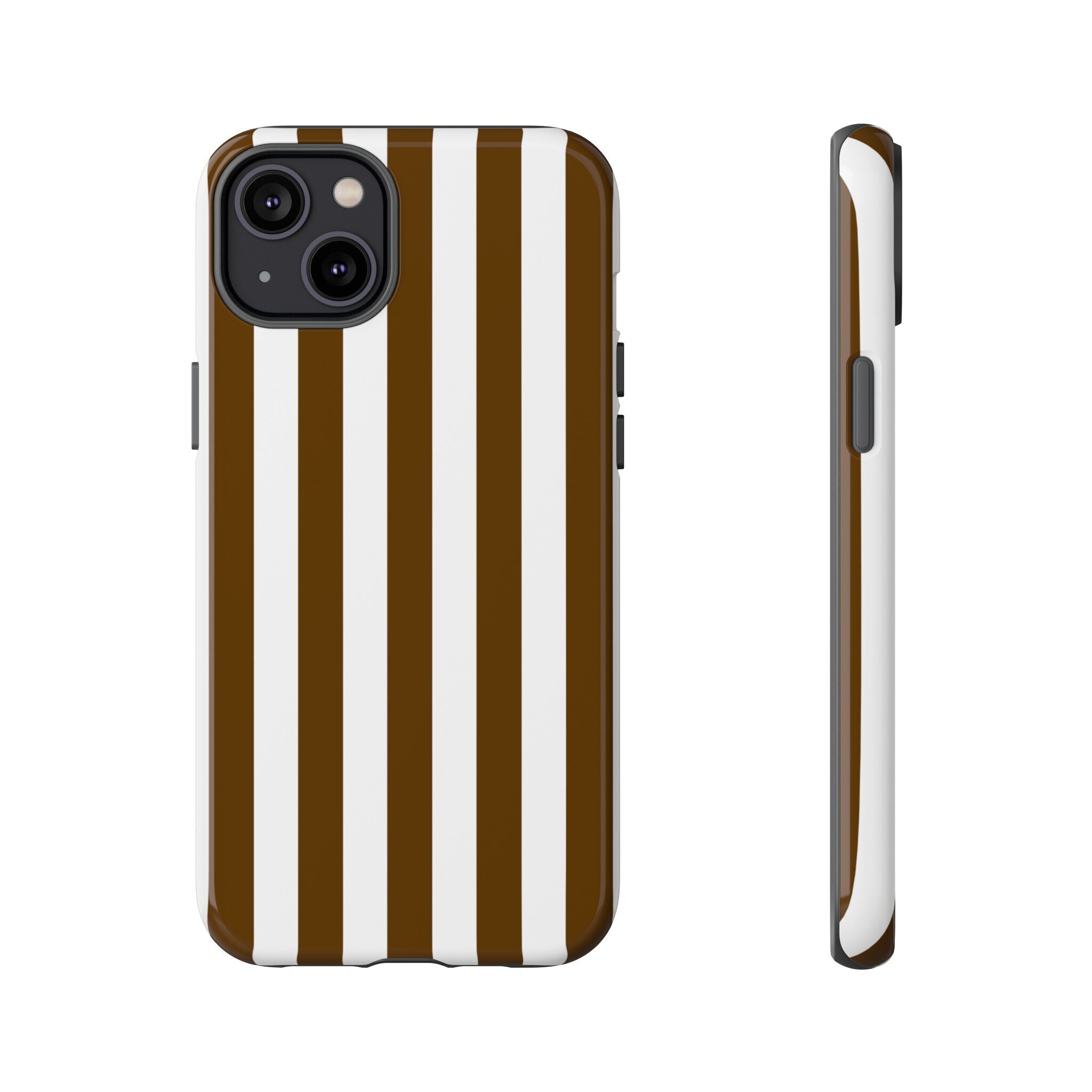 HENRI Brown and White Striped Bendel Inspired Protective Phone