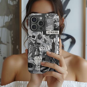 iPhone Hoesje VEE collage nyc city girl | NYC Aesthetic Black & White Cool Girl Pinterest Vibes | Beschermend collageontwerp