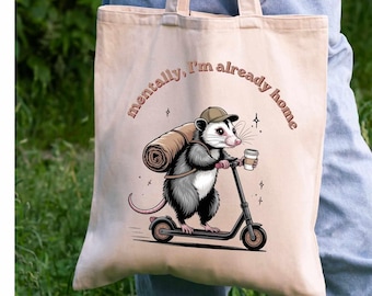 Vintage Style Happy Opossum on Bike Graphic Design Retro Sweet Graphic Tee Animal Art PNG