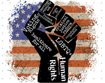 Human Rights Fist PNG: American Flag Sublimation Design (Digital Download)