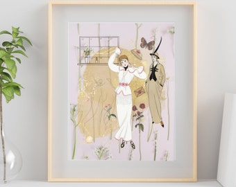 1920s Style Flapper Art Print Instant Download 9 by 12 Small Downloadable Art