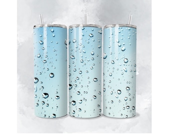 Water Droplets Tumbler PNG Wrap: 20 oz Skinny Tumbler Sublimation Design (Digital Download)