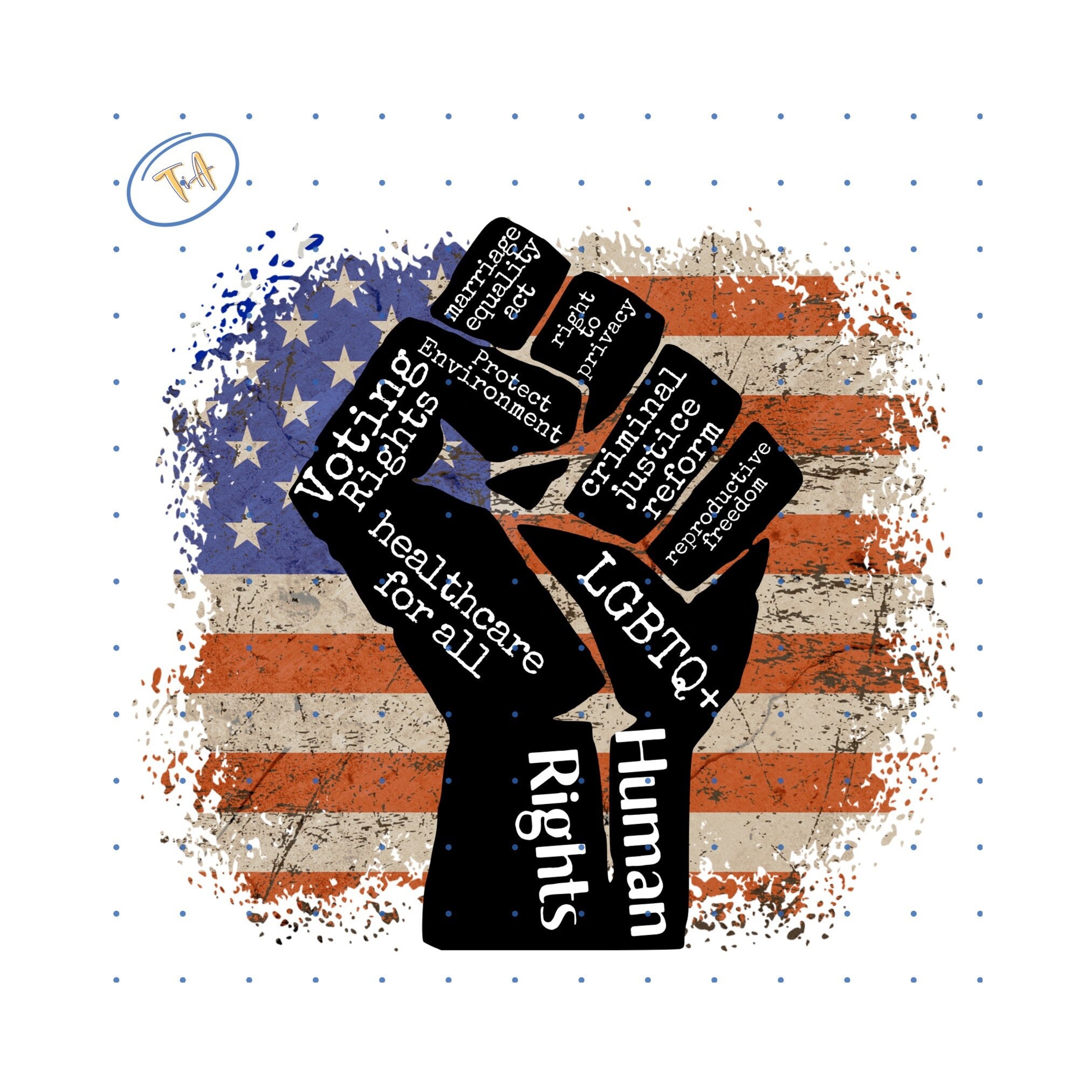 Human Rights Fist PNG: American Flag Sublimation Design (digital ...