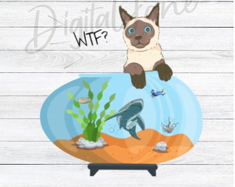 Funny Cat Meme PNG Aquarium Shark Funny Shirt Design Instant Download