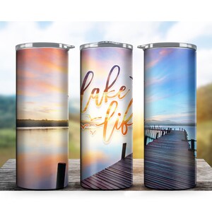 Lake life tumbler design for 20 oz skinny straight wrap