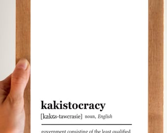 Definition Wall Art Kakistocracy Printable Minimalist Decor Immediate Download