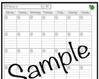 Monthly planner template compatible with Rocketbook