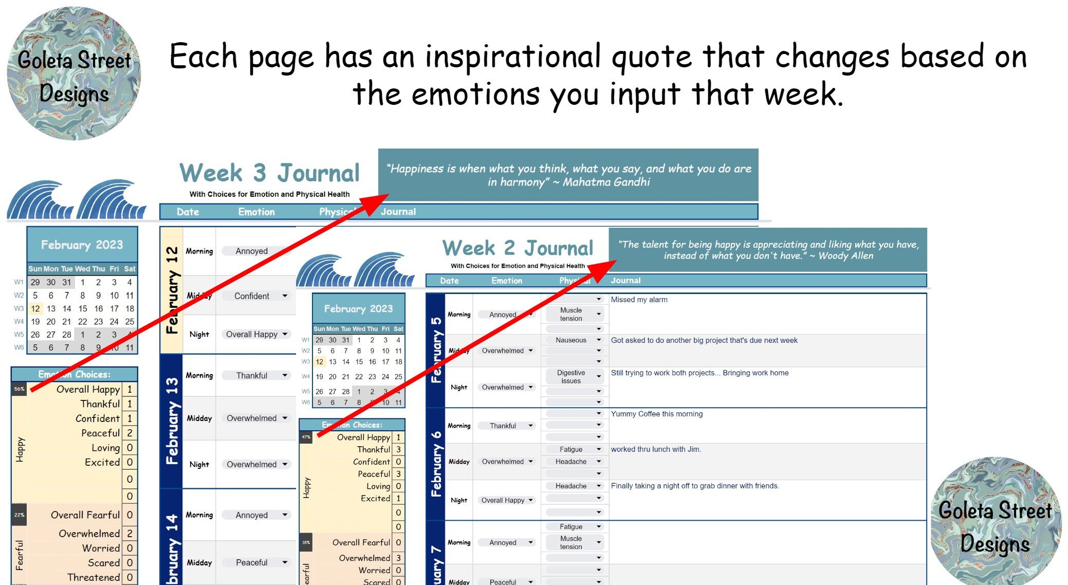 Journal - Mood Tracker - Emotion Tracker - Google Sheets - Etsy