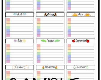 Rocketbook Important dates / annual plan