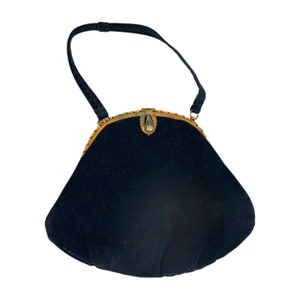 Black vintage evening bag from the 1930s - 1940s evening handbag, handbag bag velvet bag women's handbag evening clutch