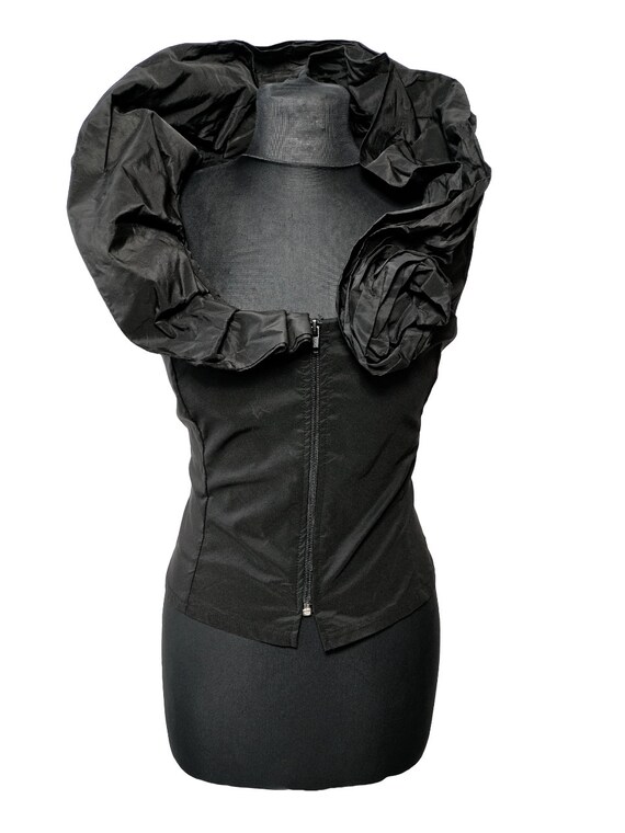 Black Romantic Ruffled Collar Top | sleeveless si… - image 2