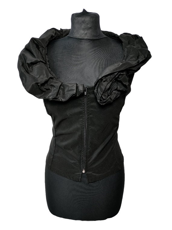 Black Romantic Ruffled Collar Top | sleeveless si… - image 3