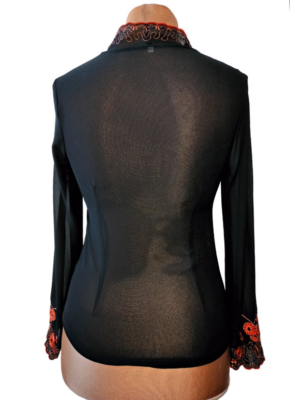 Black Floral Embroidery Sheer Cape | fairy grunge… - image 5