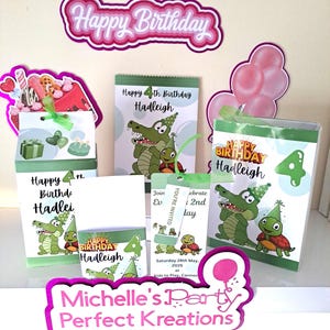 Crocodile Party Pack: Personalised Invites / Loot Bags / Chip Bags / Favour Bags
