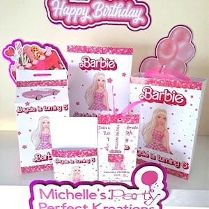Barbie Party Supplies – Personalised Invites, Crisp Bags, Loot Boxes, UK