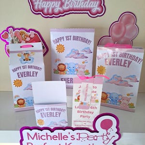 Purple Safari Pack: Personalised Invites / Loot Bags / Crisp Bags / Favour Boxes