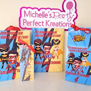 Personalised Superhero Party Set – Invites, Bags, Boxes, Labels, Handmade