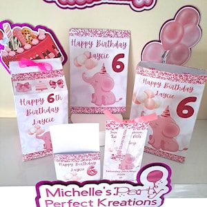 Elephant Party Pack: Personalised Invites /Loot Bags / Crisp Bags / Favour Boxes