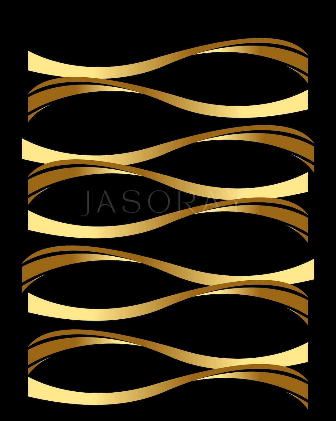 Modern Gold Wave Wall Art | Black & Gold Printable | Luxury Abstract ...