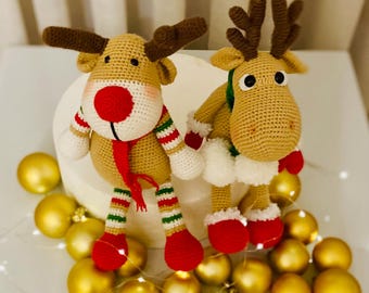 Handmade Amigurumi Christmas Reindeer Set: Holiday Decor