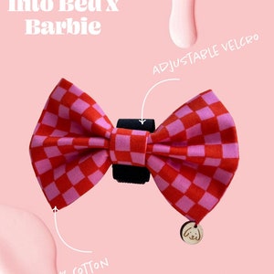 Barbie Pink Checkered Dog Bow Tie