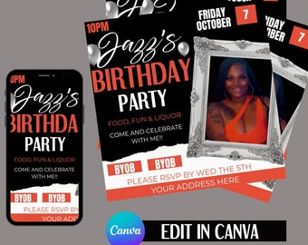 Editable Birthday Party Flyer, Birthday Flyer,  DIY Birthday Flyer,  Birthday Celebration Flyer