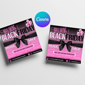 Black Friday Flyer, Pink Friday Sale Flyer, Black Friday Flyer, Modelo Canva, Folheto de feriado
