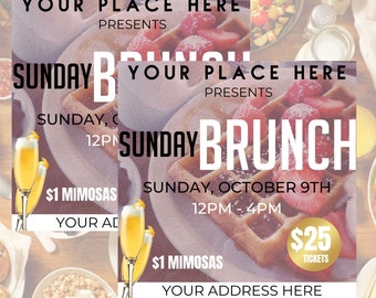 Editable Brunch Flyer, Brunch Flyer, DIY Flyer, Brunch Invitation, Brunch Party Flyer