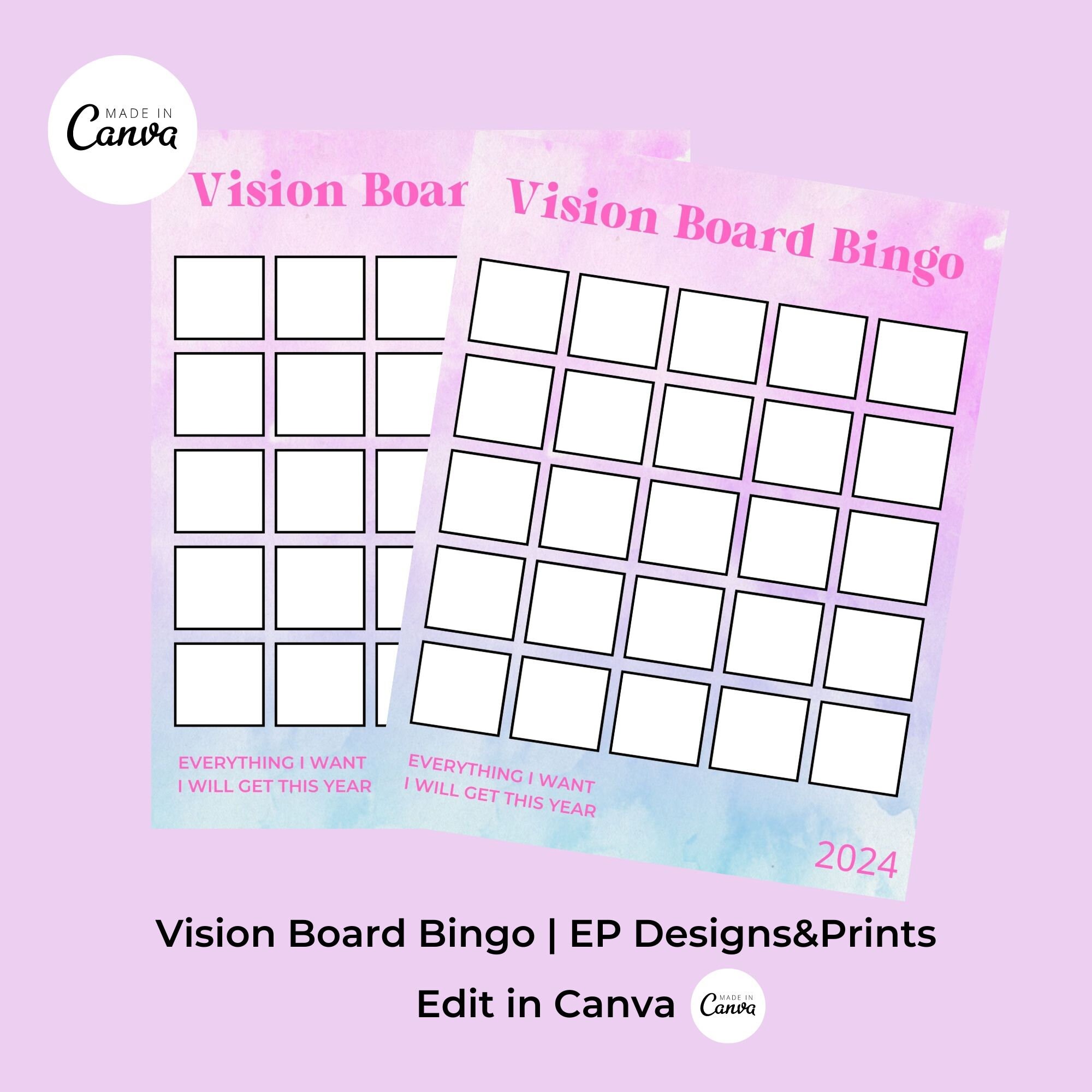 Vision Board Vision Board Bingo Printable Card Printable Bingo
