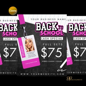 Back to School Lash Sale Flyer | Back to School | Canva Template | Lash Flyer | Editable Template