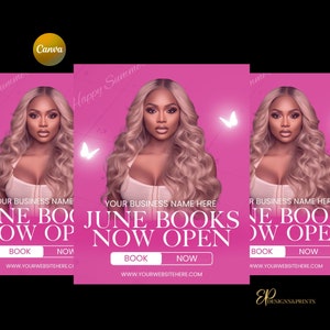 June Booking Flyer | June Hair Booking Flyer | Services Flyer | Canva Template