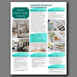 Federal government proposal template capability statement Canva editable government proposal template contracting interior design industry