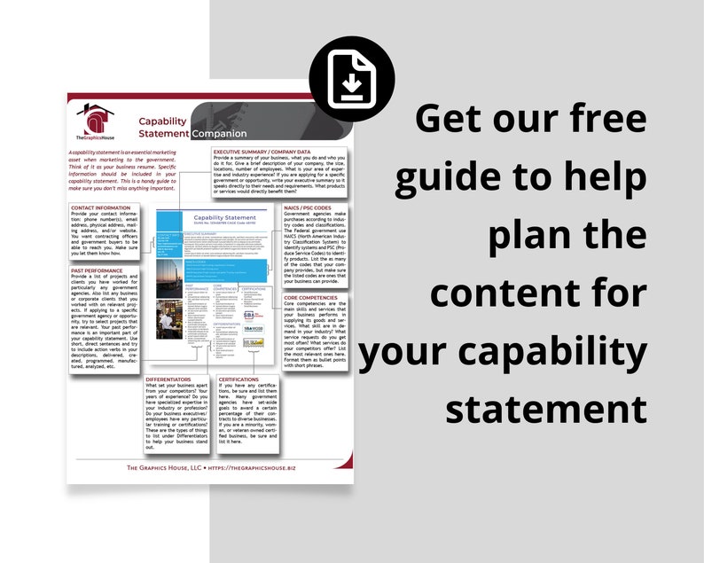 Our capability statement companion is a guide to creating the content to include in your capability statement.