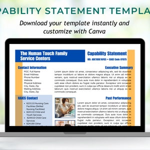 Health care services capability statement template Canva editable