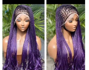 French curls knotless box braids, black, full lace wig. Wig made for women of colour. Braids with curl