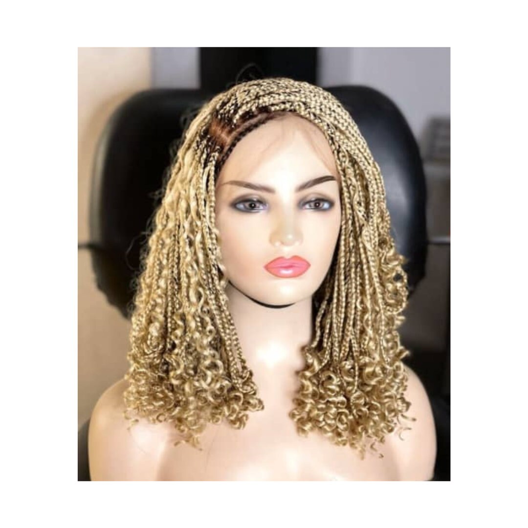 Blonde Boho Braids, Short Hair, Box Braids, Wig for Black Women