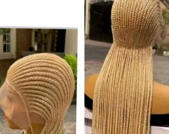 braids, braided wig, blonde wig Full lace cornrow long wig for black women, free shipping.