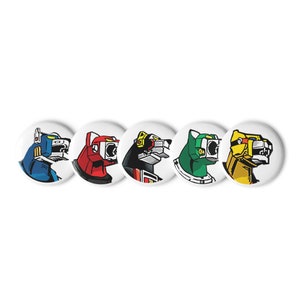 Robotleeuwen - Set van 5 - 2,25" Pin-knoppen