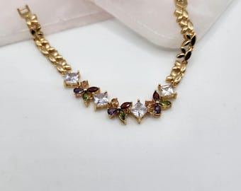 Butterfly Bunny Ears Gold Laminated Bracelet 7 inch