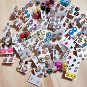 100 Pairs Fashion Stud Earrings Lots Different Styles