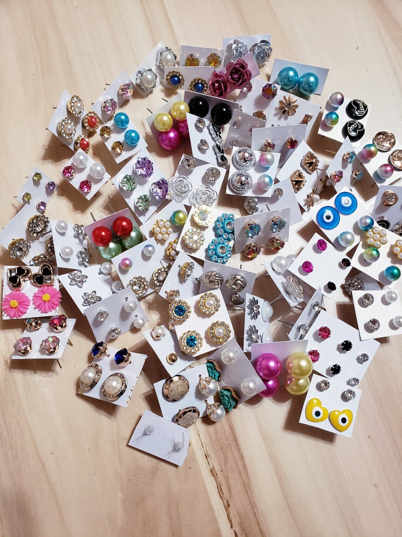 100 Pairs Fashion Stud Earrings Lots Different Styles Etsy
