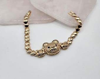 Teddy Bear Laminated Gold Bracelet 7 inch