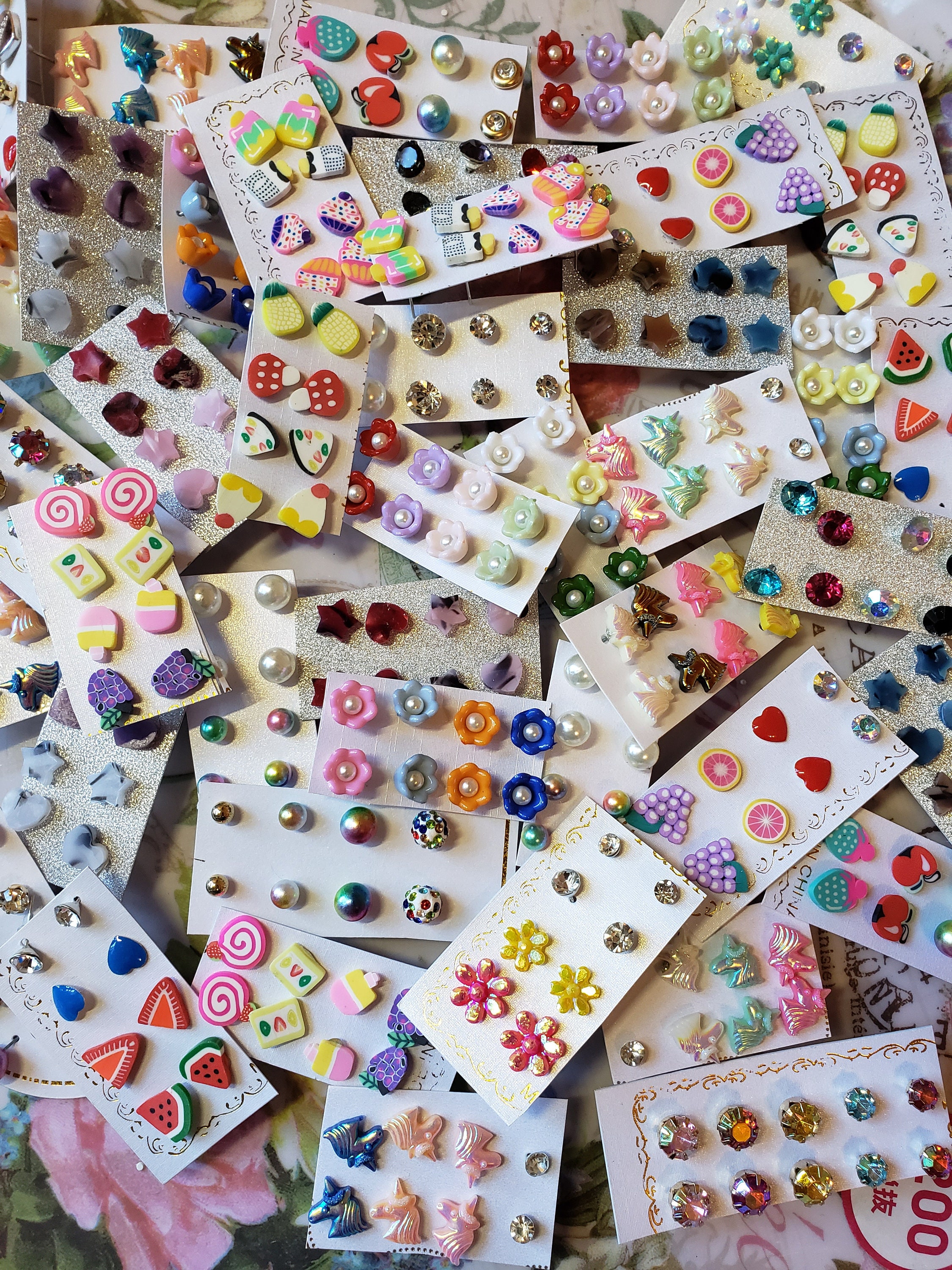 Girls Studs Earrings Little Girls Styles, Fruity, Fashion, Bundles, Also Great For Crafting Projects