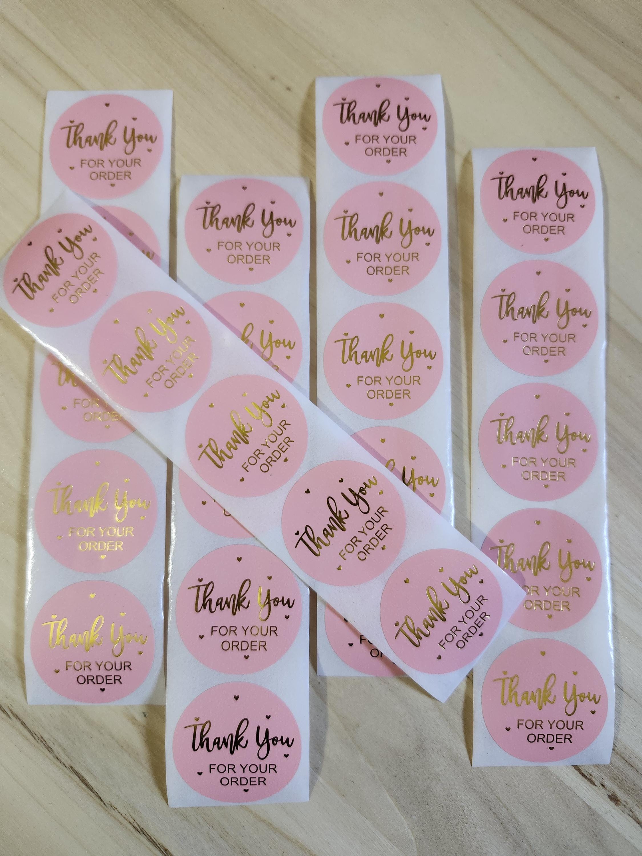 Pink and Gold Tone Thank You for Your Order Stickers 1.5 Inch 100 ...